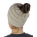 NEW CC BeanieTail COTTON Blend All Season Messy High Bun Ponytail Beanie Hat  eb-08744227